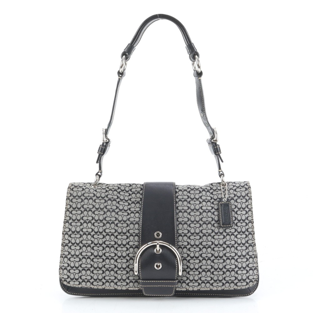 美品 シグネチャー ソーホー 7076 レザー×キャンバス ショルダーバッグ 肩掛け トート ハンド レディース EUE CQ22-8 中古