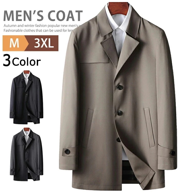 高品質新入 スプリングコート トレンチコート メンズ コート ジャケット ビジネスコート ミドル丈 ハーフコート オフィスカジュアル チェスターコート おしゃれ アウター スーツコート メンズコート