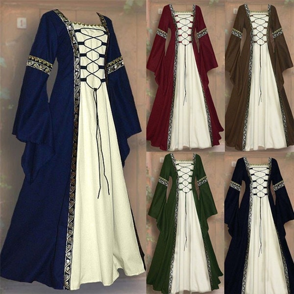 【激安開催！】ヨーロッパ中世 宮廷服ドレス 仮面舞踏会ドレス ゴシック様式 ビクトリア 風 学園祭 文化祭 舞踏会 コスチューム 全5色 ワンピース パーティードレス 衣装 コスプレ ハロウィン 代劇