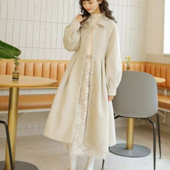 ロングコート レディース アウター 羽織 コート フレアコート Ａライン 長袖 フロントボタン 襟あり キュート 可愛い ハイウエスト シンプル 無地 カジュアル お出かけ きれいめ おしゃれ 秋冬 5,459円