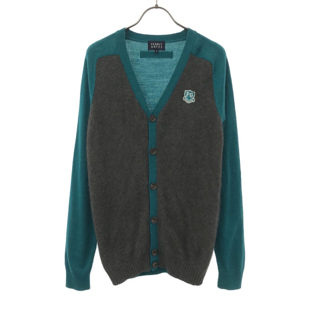 ゴルフ 長袖 ニットカーディガン 4 グレー×グリーン系 セーター メンズ