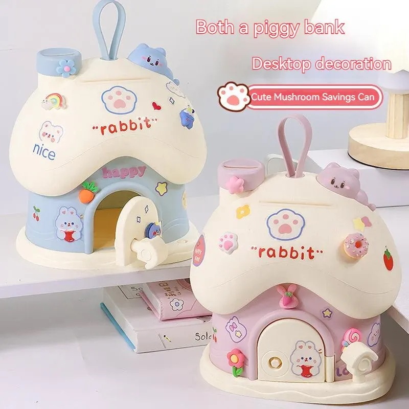 子供のためのかわいいキノコの家のおもちゃの手付金,お金のドア,コインの収納ボックス,クリスマスプレゼント
