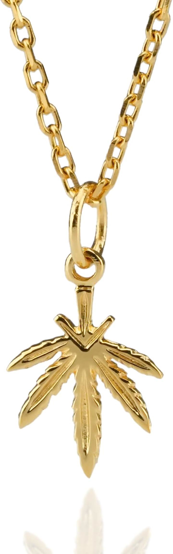 マリファナ ネックレス 金 ゴールド 24Kコート シルバー925 メンズ(ゴールド)