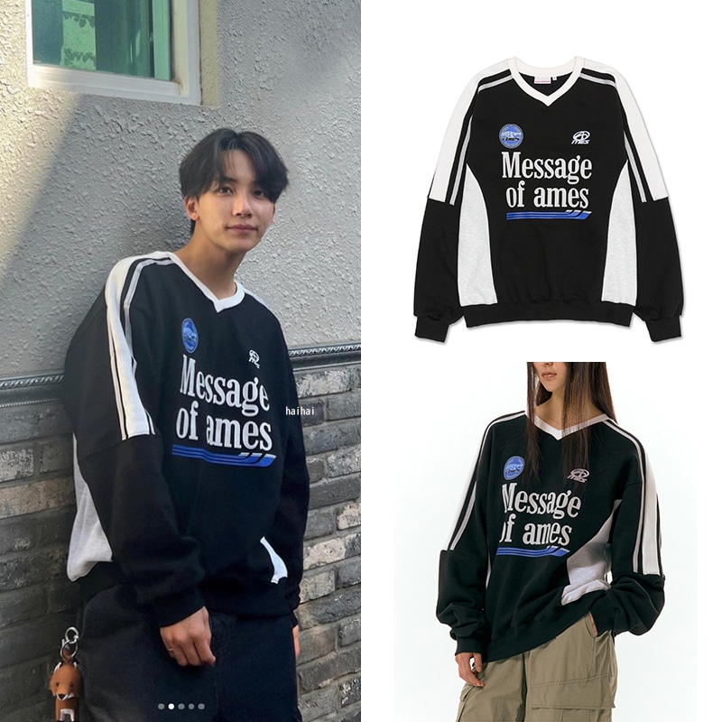 [SEVENTEENジョンハン着用] 起毛/V NECK UNIFORM SWEATSHIRT BLACK