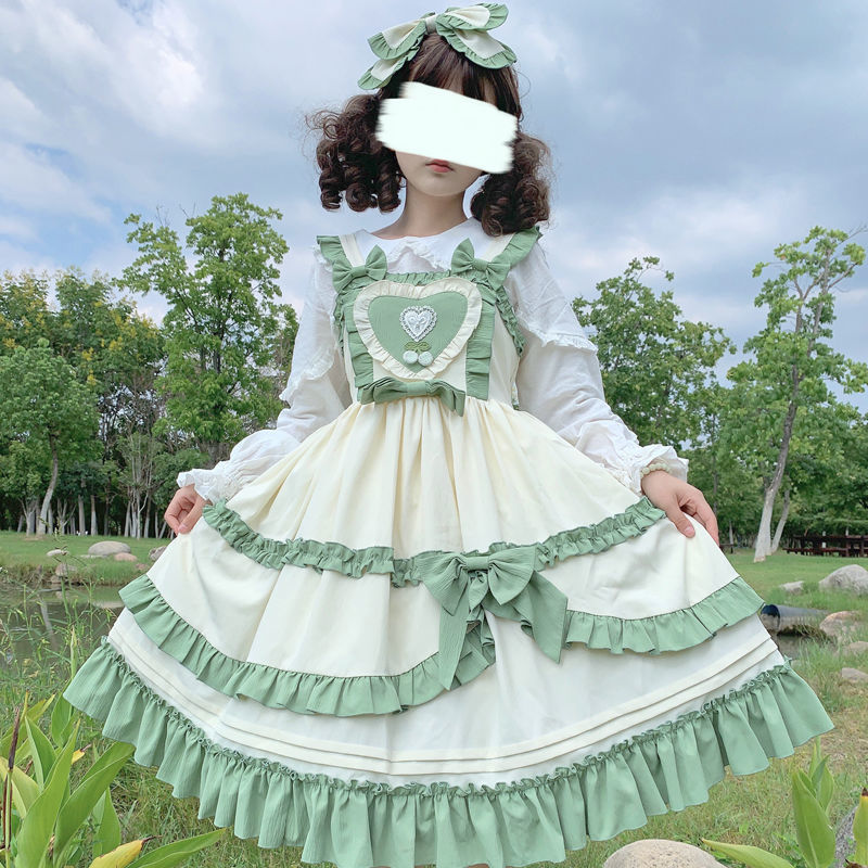 可愛い サスペンダースカート さくらんぼ荘園 lolita 洋服 jsk ロリータ ワンピース