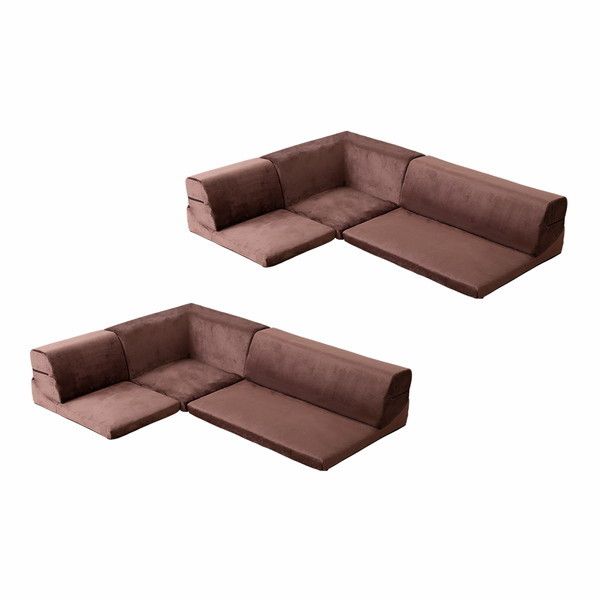 ホームテイスト SH-07-LCL2SET フロアソファ 3人掛け ロータイプ 起毛素材 日本製 (5色)同色2セット Luculia-ルクリア- ブラウン メーカー直送