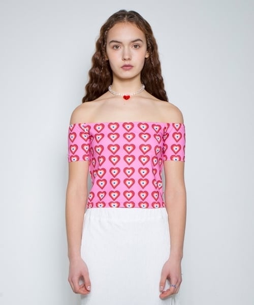HEART OFF-SHOULDER NECKLINE TOP_PINK