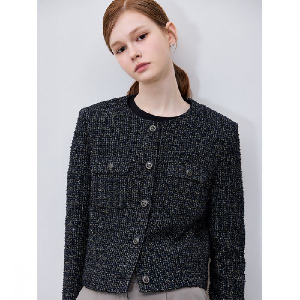 [SHS MISS] プレミアムエディショングリッターツイードフラップジャケット (価格:678,000 ウォン)