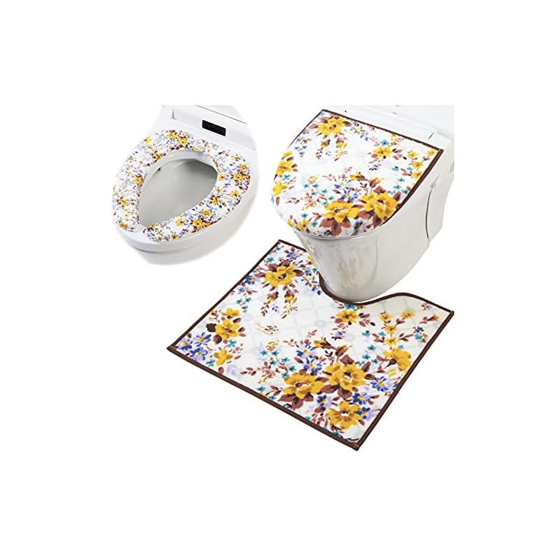 ヨコズナクリエーション バス トイレタリー (トイレマット&フタカバー&便座カバー セット, アムール イエロー)