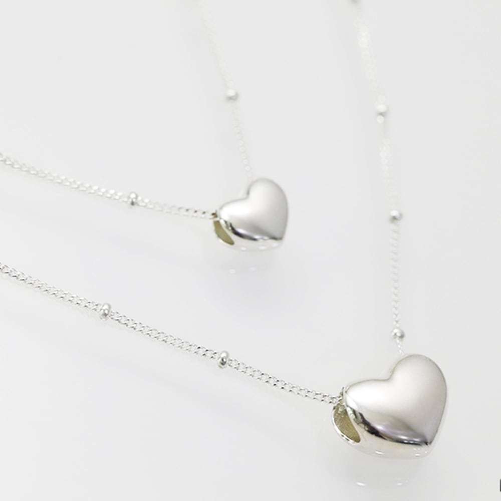 シルバー925ふっくらハートネックレス