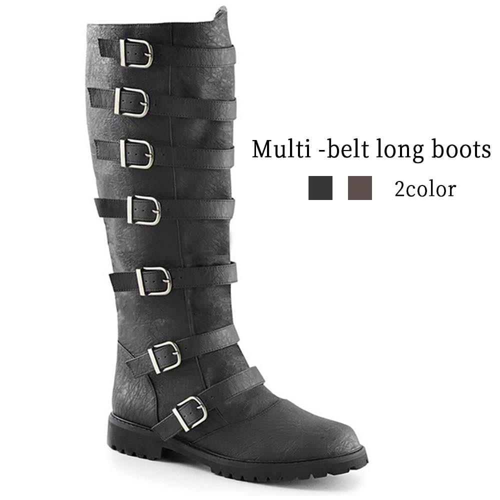 ブーツ メンズ マルチベルトロングブーツ フロント ワーク セット 靴 滑らない 完全 春 軽い 幅広 モード 黒 冬 大人 革 ジッパー 防寒 防水 スエード ブランド ブーツ ファスナー 暖かい