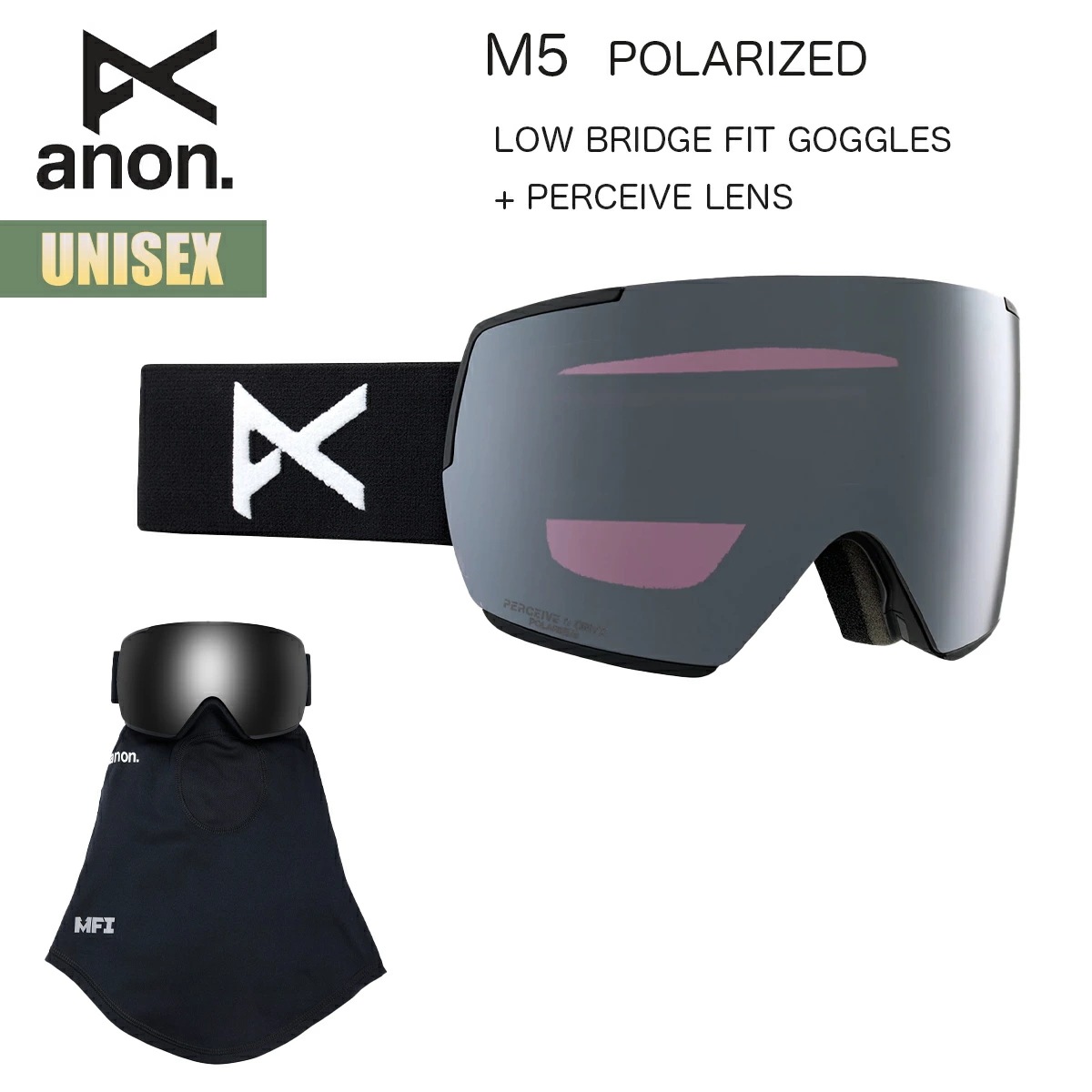 アノン スノーゴーグル ポラライズド 24-25 Anon M5 ローブリッジフィット W25JP-239421 M5 LOW BRIDGE FIT GOGGLES POLARIZED 偏光レンズ