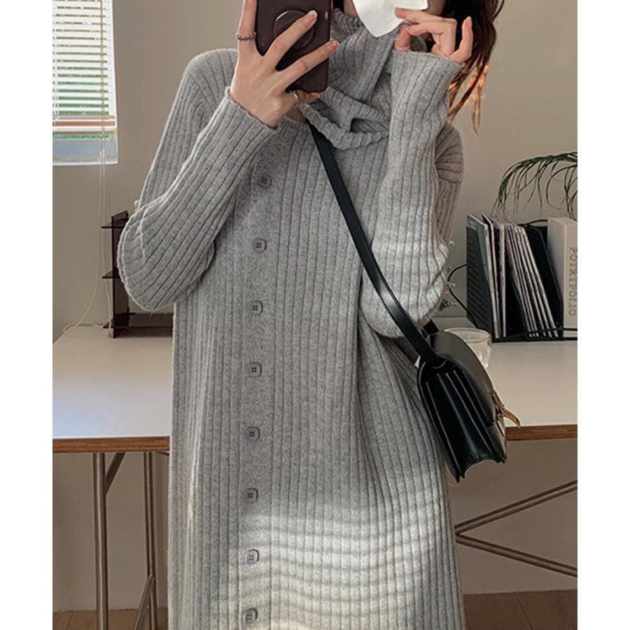 タートルネック ワンピース体型カバー韓国30%までに制限