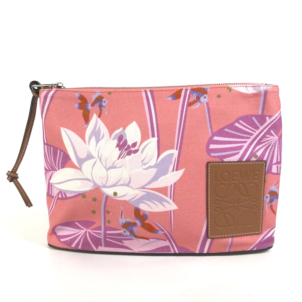 クラッチバッグ オブロング ロゴ Paulas Ibiza パラウザイビザ ポーチ カバン レザー/キャンバス ピンク