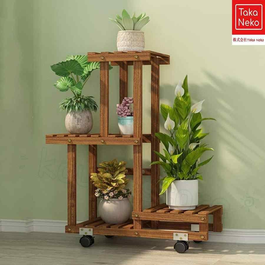フラワースタンド，フラワースタンド 室内，植物 棚，観葉植物 スタンド，木造植木鉢スタンド高低植木鉢スタンド収納ディスプレイスタンドガーデンテラスコーナ 4,740円