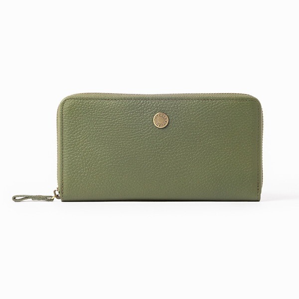 小田清 豊岡工房 仕分け易いコインが分けられる牛革長財布 オリーブ 437303