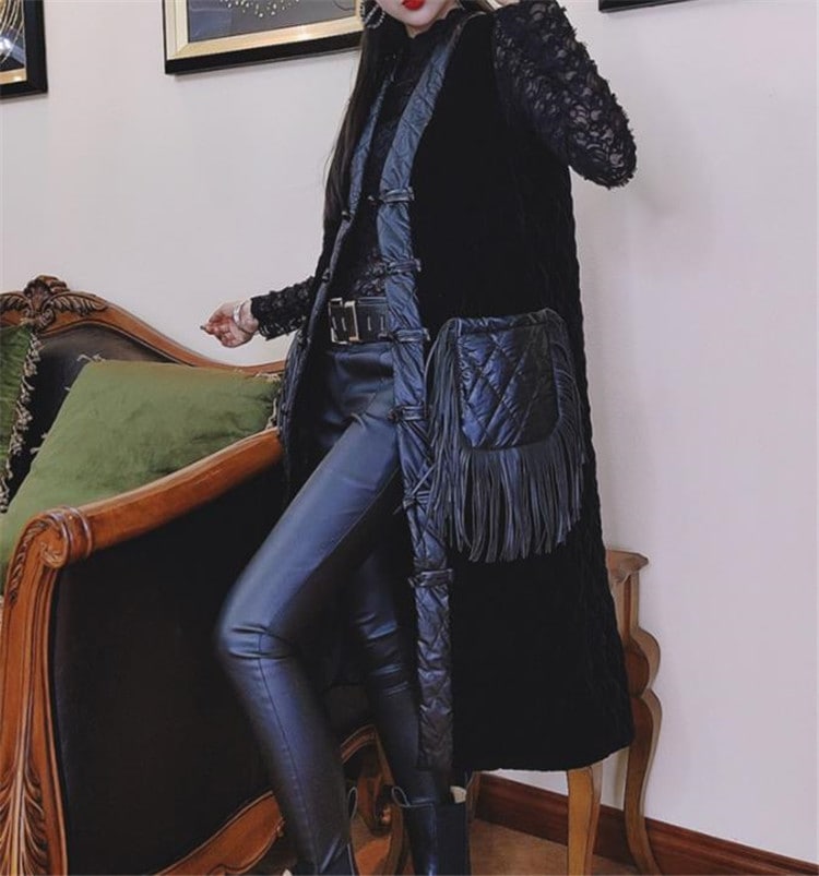 早い者勝ち ベルベット ベスト タッセル ファッション 縫付 レトロ 中長セクション コート 5,604円