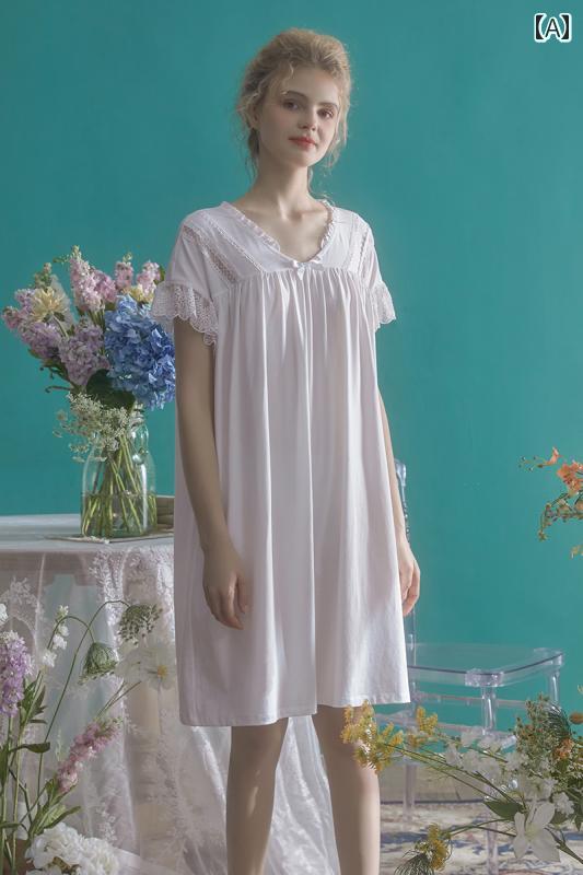 ネグリジェ パジャマ 宮殿風 レディース 半袖 レースフリル シフォン ワンピース ガウン ドレス ローブ フレンチ 上品 細見え ゆるかわ ルーム ナイト ホームウェア お家 デート お泊り マタニ