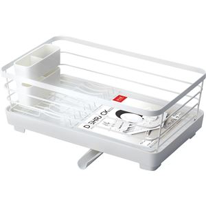 (14個セット) 水切りラック 水切りかご 幅23.2cm 1段 スリム ホワイト 抗菌 カトラリースタンド 防サビ アスベル ポゼ Wコート