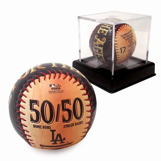 大谷翔平選手 ロサンゼルス・ドジャース 50-50 達成記念ボール ロゴボール 550個限定でシリアルナンバー入り　MLB公式ライセンス品 記念品 ゴールド 9,856円