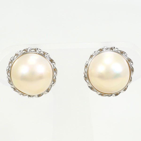 K14 14金 WG ホワイトゴールド イヤリング マベパール 総重量約3.9g ジュエリー 中古イヤリング