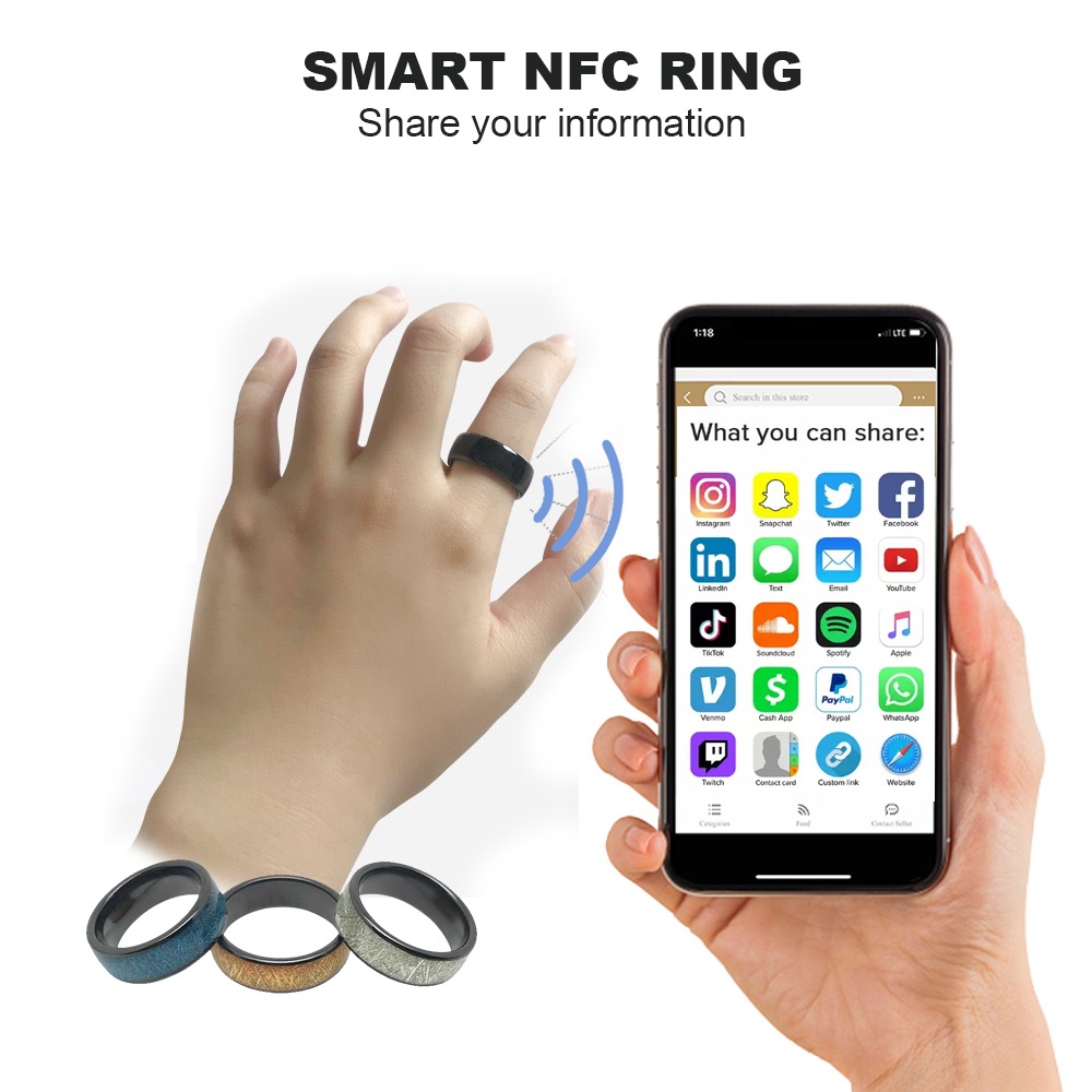 NFCスマートリング携帯電話有料モダンファッションウェアラブル男性女性カップルブラックゴールド電子フィンガーリング