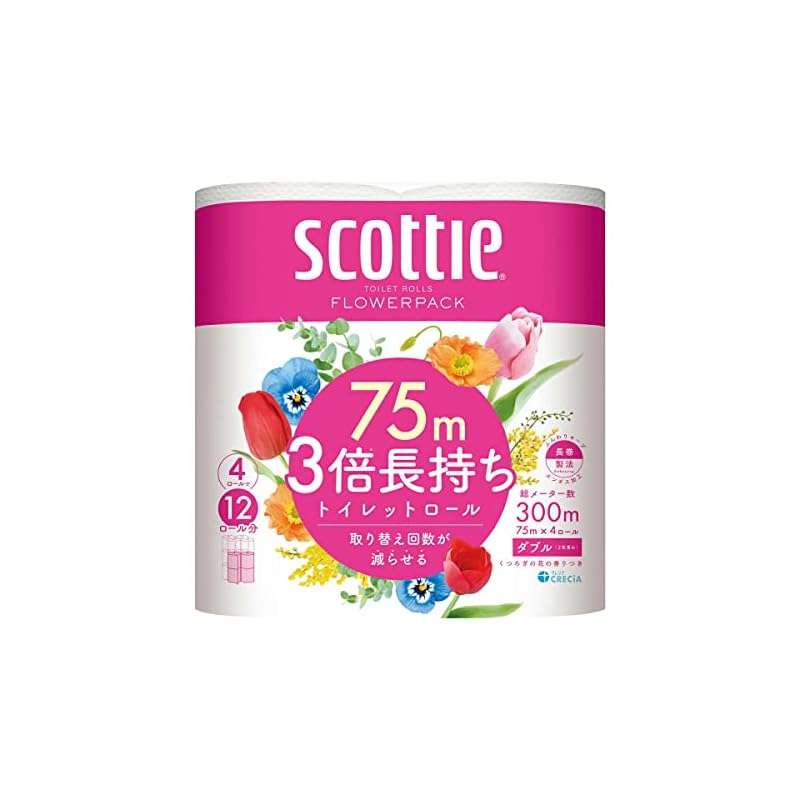 【即納】日本製紙クレシア スコッティ フラワーパック 3倍長持ち ダブル (内容量:4巻) 10点セット (4901750227302)