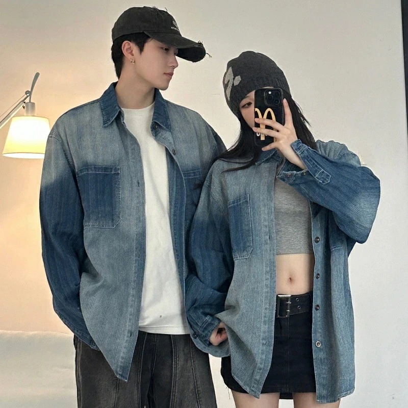 【送料無料】ペアルック デニム シャツ レディース ゆったり ファッション ペアルック カップル お揃い 服 トップス クリスマス プレゼント リンクコーデ ペア カップル ペアルック ブランド コー