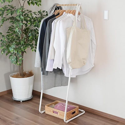 他サイト： 【即納】[山善] ハンガーラック L型ハンガー スリム コートハンガー 幅46×奥行44.5×高さ145cm 衣類収納 玄関 シンプル 一人暮らし 組立品 マットホワイト BLH-S(MWH)の商品画像