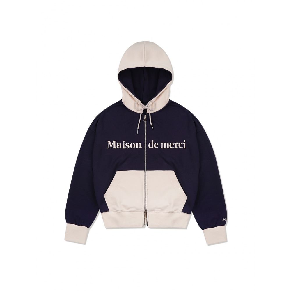 FABULOUS ARCHIVE ウーマンズエンボロゴ配色クロップフード集業ネイビークリーム（FCD3ZP707W）