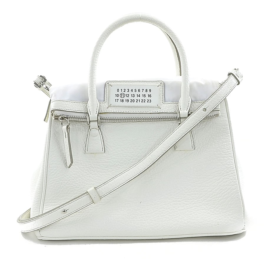 メゾンマルジェラ Maison Margiela ハンドバッグ ショルダーバッグ 5AC レザー/ナイロン ホワイト レディース h30957a