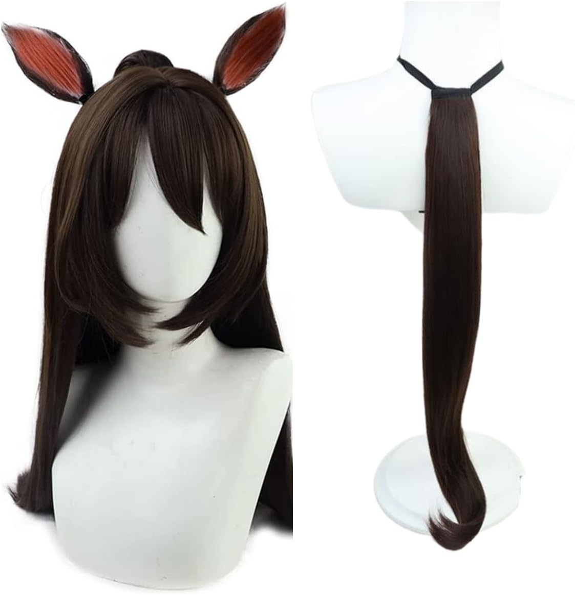 エルコンドルパサー コスプレウィッグ コスプレ 耳付き 尻尾付き かつら カツラ 耐熱 演出服 アニメ 祭り ハロウィン クリスマス 学園祭 文化祭