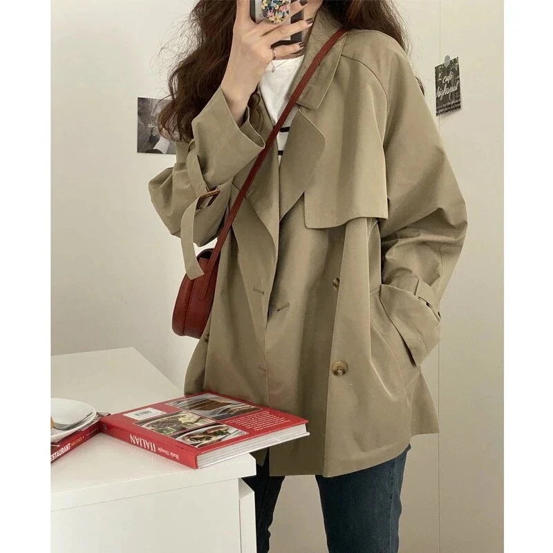 AWアウターショートトレンチコートレディースジャケットワークコートノーカラーコート春アウター春トレンチコートジャケットマウンテンパーカー