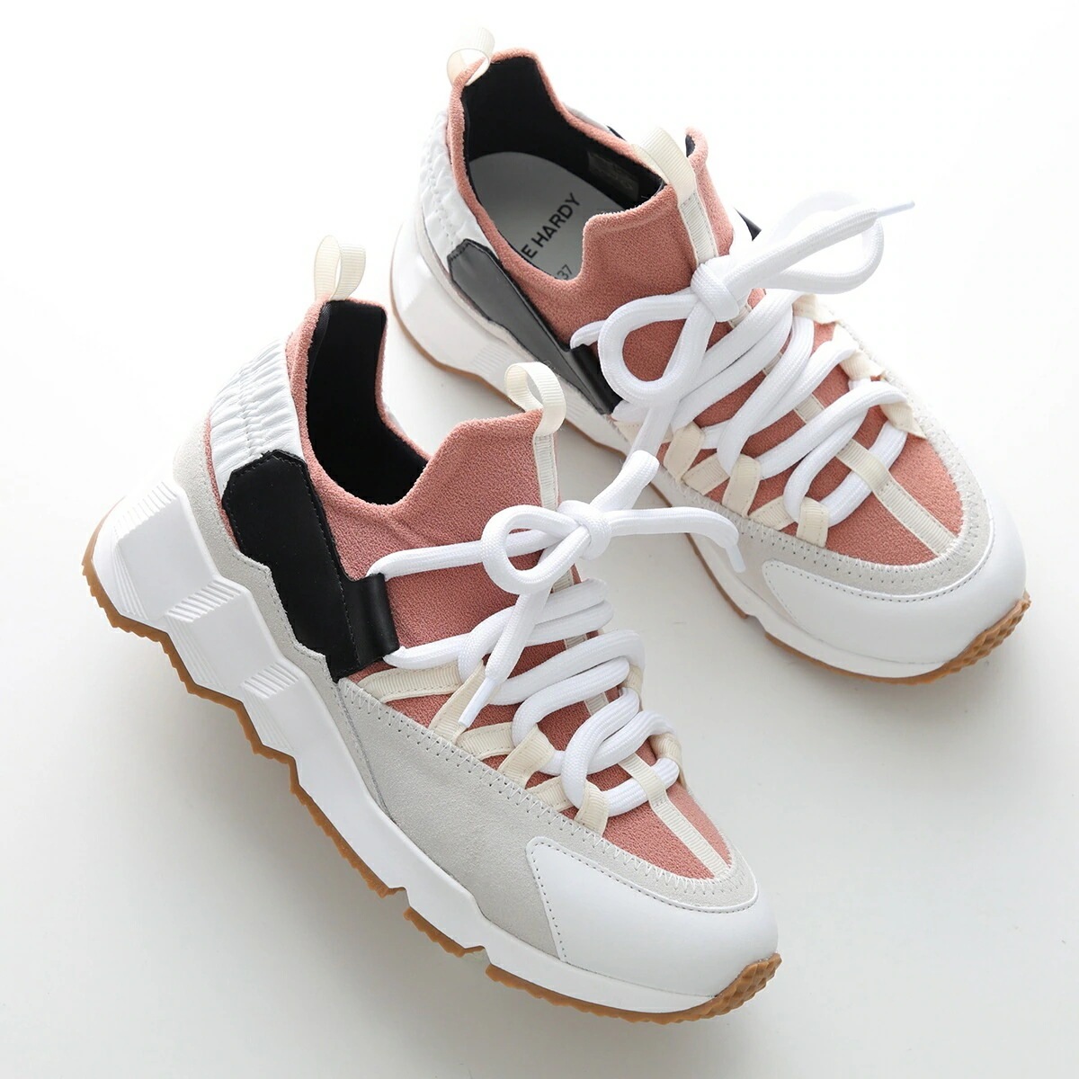 PIERRE HARDY ピエールアルディ スニーカー TREK COM トレックコメット NS04Z レディース ローカット スウェード 厚底 シューズ 靴 WHITE-PINK-BLACK 【me