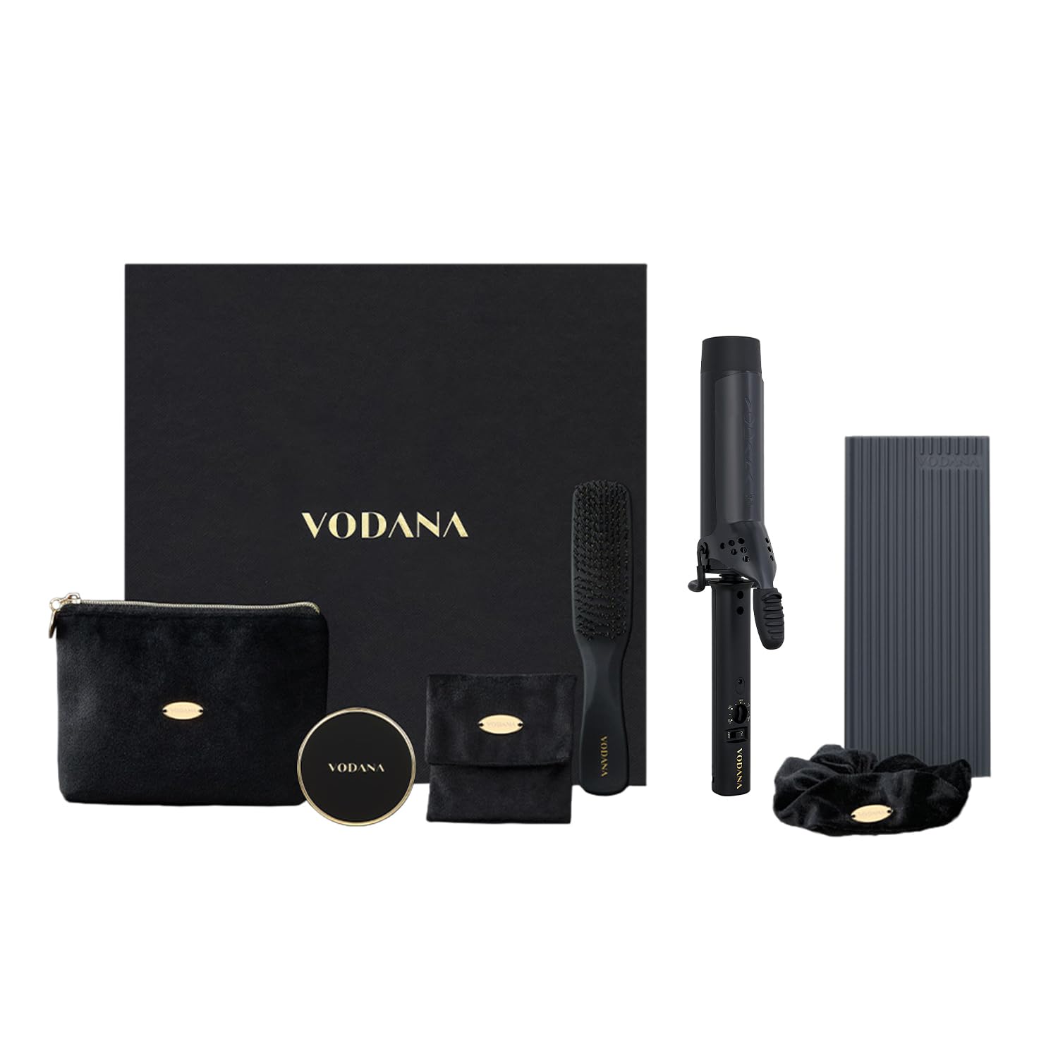 VODANA グラムウェーブカーリングアイロン【日本正規品】【日本仕様プラグ】ウェーブアイロン ヨシンモリ くびれ巻き 女神ヘア 韓国風ヘア ダメージ最小化 (ブラック, 40mm)