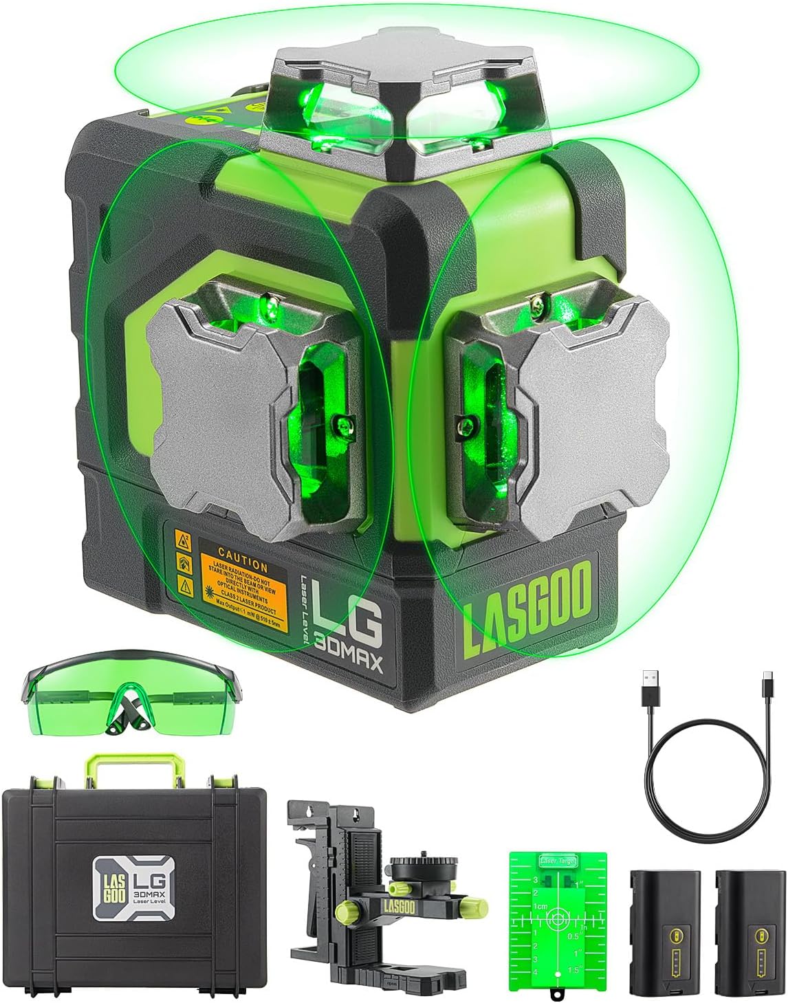 LasGoo LG-3DMAX 3x360 グリーンレーザーレベル3D 自動水平調整クロスラインレーザー2つの充電式リチウムバッテリー微調整ブラケットアダプターグリーンレーザー強化メガネハ 13,877円