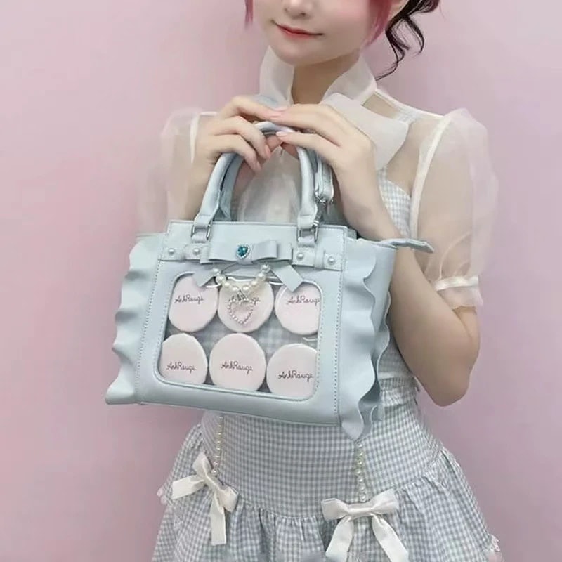 日系地雷愛手提げ痛バッグ小食量レースパール女性バッグ斜めショルダーバッグ