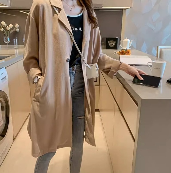 アウター チェスターコート スプリングコート ロング丈 長袖 ノッチドラペル デザイン ボタン 美ライン ポケット 前開き カラバリ スタイルアップ リラックス かわいい 大人可愛い きれいめ