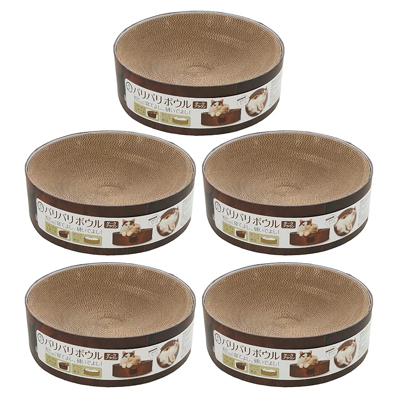 猫壱 爪とぎ バリバリボウル 猫柄 ダークブラウン レギュラー 5個セット【ケース販売】 レギュラー/本体×5