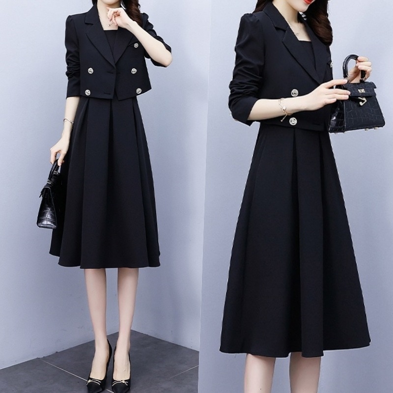 セットアップ ジャケット ワンピドレス ショート丈 膝下 ノースリーブ 長袖 Vネック スクエアネック 襟付き ストレート ペプラム 切り替えデザイン レイヤード プリーツ ハイウエスト 前開き