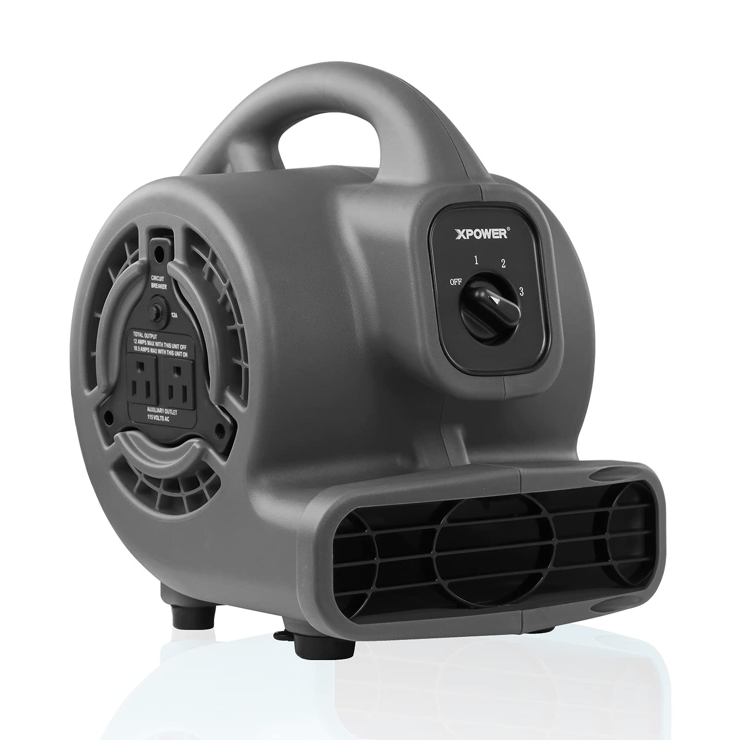 XPOWER P-80Aミニマイティエアムーバーフロアファンドライヤーユーティリティブロワー外部アウトレットプラグ付き屋外芝生ファン (黒)