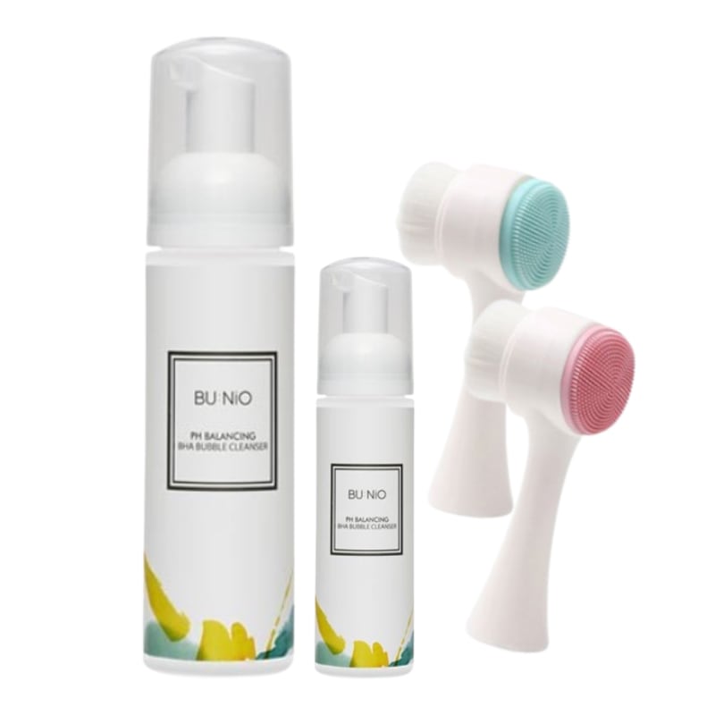 pH バランシング バハバブル クレンザー (200ml+50ml) + デュアル毛穴ブラシ セット 角質除去 バハバブルフォーム洗顔フォーム