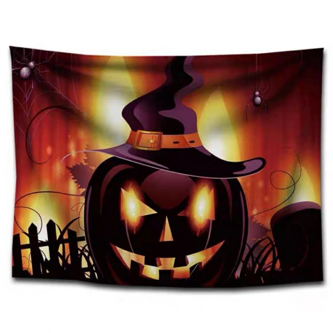 A060427タペストリー ハロウィン カボチャ月夜コウモリ 壁掛け飾り 装飾用品窓カーテン