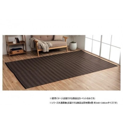 日本製 洗えるい草調カーペット ブラウン 団地間8畳 約340×340cm 1090031060602