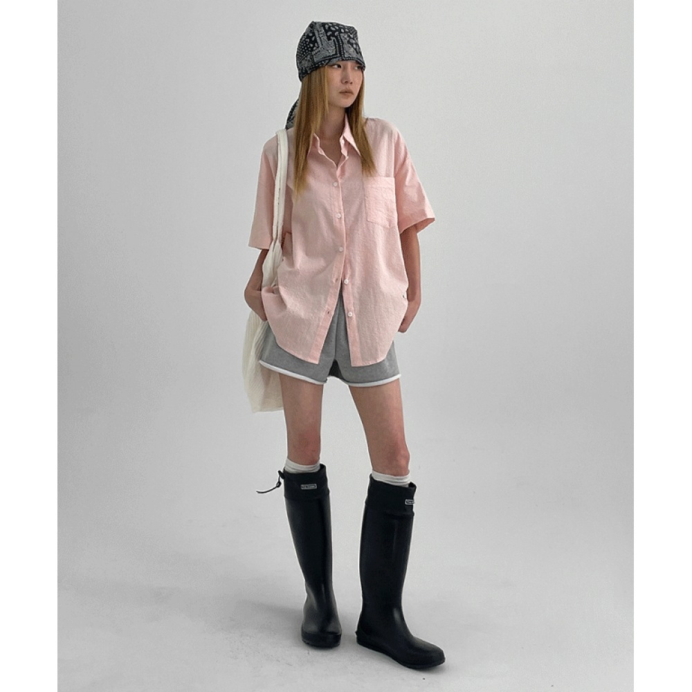 ブラックアップアンカットバンディングショートパンツ