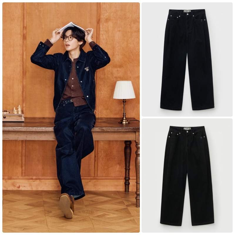 【SATUR】[RIIZEs Pick] 25FW VELVET WIDE CURVED DENIM PANTS : 2COLORS