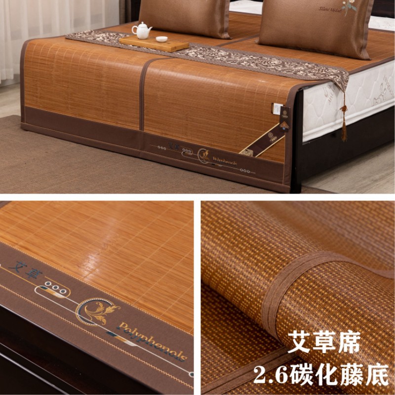 サマークールマット竹マット1.8ランバート両面折りたたみ式炭化竹マット 2つの使用