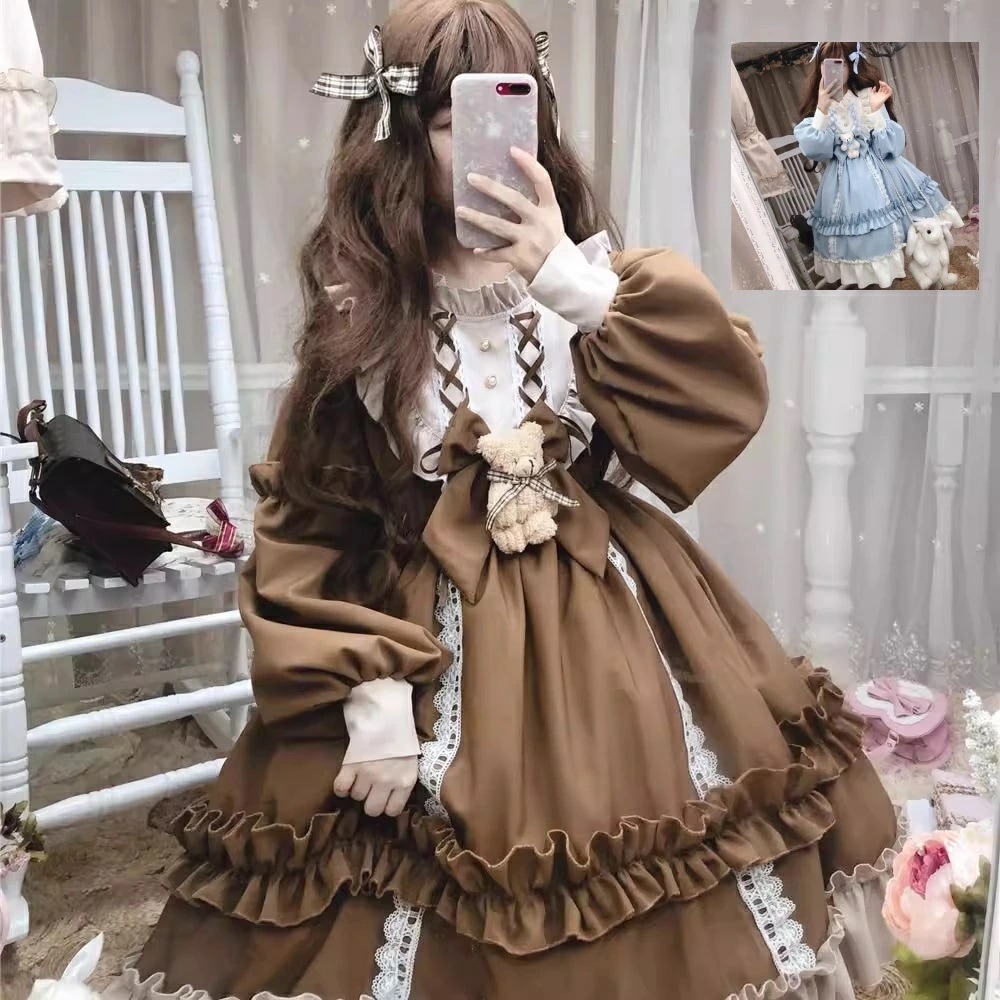 【新作登場 最安値】可愛いロリータ服 ロリータワンピース 長袖ワンピース ゴシック プリンセスライン 人コスチューム ゴスロリ コスプレ衣装 文化祭 学園祭 ハロウィン衣装 パーティードレス イベント