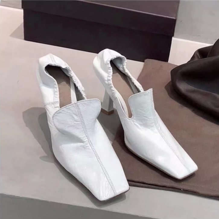 パンプス レディース ハイヒール 7cm ミドルヒール 4.5cm 9cm スクエアトゥ フェイクレザー きれいめ シンプル 上品 おしゃれ かっこいい クール こなれ感 シック マニッシュ