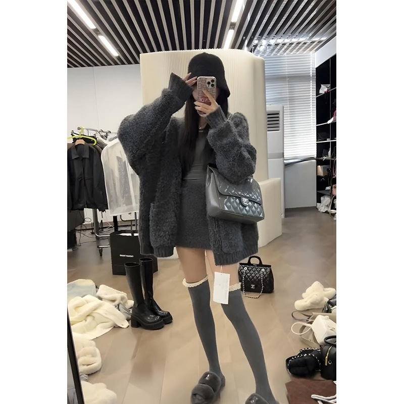 気質インターネット赤外線ウェア新しいニットカーディガン女性の 5 秋冬新しいホットガール純粋な欲望セクシーなセータージャケット